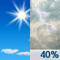 Today: A chance of showers and thunderstorms after 2pm.  Mostly sunny, with a high near 96. Heat index values as high as 103. Southwest wind 3 to 7 mph.  Chance of precipitation is 40%. New rainfall amounts between a tenth and quarter of an inch, except higher amounts possible in thunderstorms. 